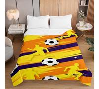 Fasbuy 3D Football Quilted Bedspreads, Blanket, Lightweight Bed Throws, Coverless Duvet for Sofa Bed, Reversible Summer Quilted for All Season Single Double King Size (Football 12,180x220cm)