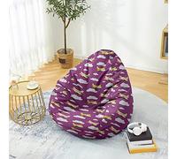 Fasbuy Bean Bag Covers Without Filling, 3D Plain Bean Bag Chair Cover, Removable and Washable, Soft Giant Toy Storage Stuffed Animal for Outdoor and Indoor (Traveling the World,90x110cm)