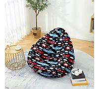 Fasbuy Bean Bag Covers Without Filling, 3D Plain Bean Bag Chair Cover, Removable and Washable, Soft Giant Toy Storage Stuffed Animal for Outdoor and Indoor (Red Plane,90x110cm)