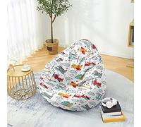 Fasbuy Bean Bag Covers Without Filling, 3D Plain Bean Bag Chair Cover, Removable and Washable, Soft Giant Toy Storage Stuffed Animal for Outdoor and Indoor (Stars and Clouds,70x80cm)
