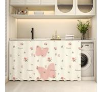 Fasbuy Cupboard Short Curtains Kitchen with Hook and Loop, Hide Away Small Curtains for Kitchen Cupboard Door - No Drilling Is Required for Under Sink, Bookcase, Bathroom (Tiny Flowers7,H80xW80cm)