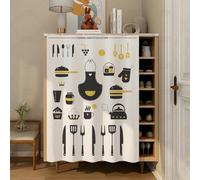 Fasbuy Cupboard Short Curtains Kitchen with Hook and Loop, Hide Away Small Curtains for Kitchen Cupboard Door - No Drilling Is Required for Under Sink, Bookcase, Bathroom (Kitchen 1,H100xW80cm)