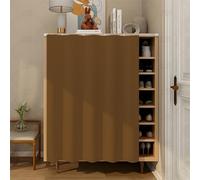 Fasbuy Cupboard Short Curtains Kitchen with Hook and Loop, Hide Away Small Curtains for Kitchen Cupboard Door - No Drilling Is Required for Under Sink, Bookcase, Bathroom (Brown,H120x60cm)