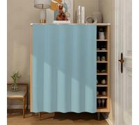 Fasbuy Cupboard Short Curtains Kitchen with Hook and Loop, Hide Away Small Curtains for Kitchen Cupboard Door - No Drilling Is Required for Under Sink, Bookcase, Bathroom (Light blue,H80x60cm)