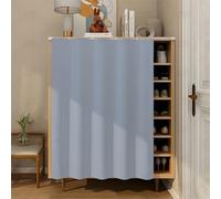 Fasbuy Cupboard Short Curtains Kitchen with Hook and Loop, Hide Away Small Curtains for Kitchen Cupboard Door - No Drilling Is Required for Under Sink, Bookcase, Bathroom (Blue,H80x60cm)