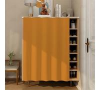Fasbuy Cupboard Short Curtains Kitchen with Hook and Loop, Hide Away Small Curtains for Kitchen Cupboard Door - No Drilling Is Required for Under Sink, Bookcase, Bathroom (Yellow,H80x60cm)