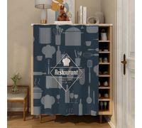 Fasbuy Cupboard Short Curtains Kitchen with Hook and Loop, Hide Away Small Curtains for Kitchen Cupboard Door - No Drilling Is Required for Under Sink, Bookcase, Bathroom (Kitchen 3,H80xW60cm)
