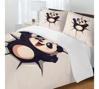 Fasbuy King Size Duvet Cover Sets, Soft Printed Bedding Sets, Duvet Covers with Pillowcases, Microfiber Bedding, Double Cozy Bed Quilt Cover for 4 Seasons, 3D Animal (Panda,180x220+80x80)