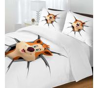 Fasbuy King Size Duvet Cover Sets, Soft Printed Bedding Sets, Duvet Covers with Pillowcases, Microfiber Bedding, Double Cozy Bed Quilt Cover for 4 Seasons, 3D Animal (Cute Animals,180x220+50x75)