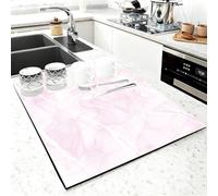 Fasbuy Quick-Drying Mat, Marble Print Diatomaceous Sink Mat, Non-Slip Quick Absorbent Drainer for Kitchen Sink Coffee Machine Dish Rack Marble Worktop (Pink,30x40cm)