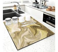Fasbuy Quick-Drying Mat, Marble Print Diatomaceous Sink Mat, Non-Slip Quick Absorbent Drainer for Kitchen Sink Coffee Machine Dish Rack Marble Worktop (Coffee Gold,40x50cm)