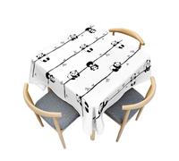 Fasbuy Square Kitchen Tablecloth, 3D Panda Pattern Wipe Clean Stain Resistant Table Cloth Spill-Proof Dust-Proof Party Tablecloth Elegant Table Cloth for Dinner, 4 Clip (Cartoon,180x180cm)