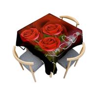 Fasbuy Square Tablecloth With Clips, 3D-Rose Table Cloth Stain Resistant Party Tablecloth Wipe Clean Spill-Proof Dust-Proof Elegant Table Cloth for Dinner Festival Kitchen (Red,120x120cm)