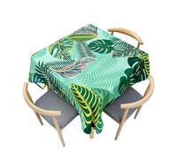 Fasbuy Square Wipe Clean Tablecloth Kitchen, 3D Green Leaf Pattern Table Cloth Stain Resistant Party Tablecloth Spill-Proof Dust-Proof Elegant Table Cloth, 4 Clip (Green Leaf,80x80cm)