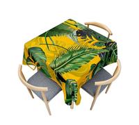 Fasbuy Square Wipe Clean Tablecloth Kitchen, 3D Green Leaf Pattern Table Cloth Stain Resistant Party Tablecloth Spill-Proof Dust-Proof Elegant Table Cloth, 4 Clip (Banana Leaf,90x90cm)