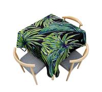 Fasbuy Square Wipe Clean Tablecloth Kitchen, 3D Green Leaf Pattern Table Cloth Stain Resistant Party Tablecloth Spill-Proof Dust-Proof Elegant Table Cloth, 4 Clip (Tropical Plant,80x80cm)