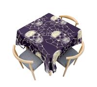 Fasbuy Tablecloth with Clips, Halloween Square Table Cloth Stain Resistant Party Tablecloth Wipe Clean Spill-Proof Dust-Proof Elegant Table Cloth for Dinner Festival (Dark Purple,180x180cm)