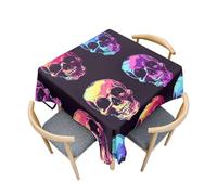 Fasbuy Tablecloth with Clips, Halloween Square Table Cloth Stain Resistant Party Tablecloth Wipe Clean Spill-Proof Dust-Proof Elegant Table Cloth for Dinner Festival (Pink Purple,80x80cm)