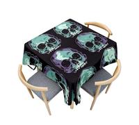 Fasbuy Tablecloth with Clips, Halloween Square Table Cloth Stain Resistant Party Tablecloth Wipe Clean Spill-Proof Dust-Proof Elegant Table Cloth for Dinner Festival (Green Black,120x120cm)
