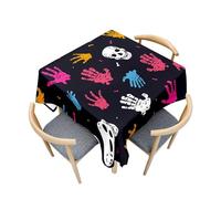 Fasbuy Tablecloth with Clips, Halloween Square Table Cloth Stain Resistant Party Tablecloth Wipe Clean Spill-Proof Dust-Proof Elegant Table Cloth for Dinner Festival (Multicolored,100x100cm)