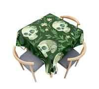Fasbuy Tablecloth with Clips, Halloween Square Table Cloth Stain Resistant Party Tablecloth Wipe Clean Spill-Proof Dust-Proof Elegant Table Cloth for Dinner Festival (Green,100x100cm)