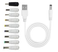 Fascetta 5V Usb To DC Power Cable With 9 Connectors Adapters 2.1 X 5.5mm Usb To Dc Replacement Cord Universal Charging Cable for Lamp Massage Wand Router Led Light Speaker And More Devices