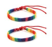 Fascetta Gay Pride Rainbow Bracelet 2 Pcs Men Women Unisex Pride Bracelets Rainbow Wrist Bands Adjustable Friendship Wristbands Gay Pride Accessories For LGBT Gay Lesbian