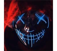 FASCHINFEVER 3 x LED Purge Mask Blue - Costume Mask Controllable for Halloween, Fancy Dress & Carnival as a Costume for Men and Women (Choice of Colours) (3 x Blue)