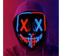 FASCHINFEVER 3 x LED Purge Mask Blue/Red - Costume Mask Controllable for Halloween, Fancy Dress & Carnival as Costume for Men and Women (Choice of Colours) (3 x Blue/Red)