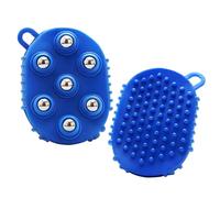 Fascia Massage Tool, Lymphatic Drainage Gloves with Roller Balls, for Scalp Massage and Muscle Recovery, Portable Hand Massage Glove for Body Care, 360° Rotatable Ball,13x10x2 cm Blue