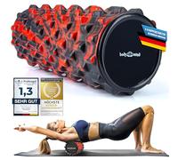 Fascia Roller Massage Roller Fitness Roller Sports Roller Therapy Roller; Fascia Training for Upper Body, Neck, Back, Legs, Calves & All Other Muscle Groups (Black-Red)