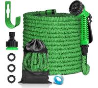 FASCINATDECO 25FT Expandable Garden Hose Pipe, Flexible Expanding Magic Hose with 1/2"& 3/4" Fittings, Garden Hose with 7 Function Spray Nozzle Gun, Lightweight Anti-Kink Durable