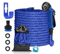 FASCINATDECO 50FT Expandable Garden Hose Pipe, Flexible Expanding Magic Hose with 1/2"& 3/4" Fittings, Expanding Water Hose with 7 Function Spray Nozzle Gun, Lightweight Anti-Kink Durable