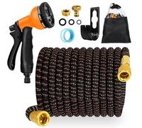 FASCINATDECO Expandable Garden Hose Pipe - 100ft Flexible Hosepipes for Garden with 3/4", 1/2" Solid Brass Fittings, Leakproof Expanding Water Pipe with 8 Modes Function Spray Gun