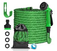 FASCINATDECO Expandable Garden Hose Pipe 75FT, Flexible Water Hose Lightweight with 7 Function Spray Gun, Expanding Magic Hose with 1/2"& 3/4" Fittings for Gardening Washing