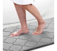 FASCINATDECO Memory Foam Bathroom Rug, Non-Slip Bath Mat, Soft Absorbent Bathroom Carpet, Machine Washable Thick Bath Rug for Tub Shower Bath Room Toilet Floors (Grey,60 x 90 cm)