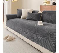 FASCINATDECO Sofa Cover 1 2 3 4 Seater Non Slip Sofa Slipcovers Washable Soft Milk Fleece Sofa Cushion Covers Sectional Couch Covers Sofa Protectors from Pets/Kids/Dogs (Dark Grey,70x70cm)
