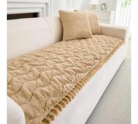FASCINATDECO Sofa Covers 1 2 3 4 Seater Non Slip Sofa Slipcovers Super Soft & Thick Faux Mink Velvet Sofa Cushion Covers Couch Covers Sofa Protectors from Pets/Kids/Dogs (Coffee, 70x180cm)