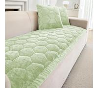 FASCINATDECO Sofa Covers 1 2 3 4 Seater Non Slip Sofa Slipcovers Super Soft & Thick Faux Mink Velvet Sofa Cushion Covers Couch Covers Sofa Protectors from Pets/Kids/Dogs (Green, 70x120cm)