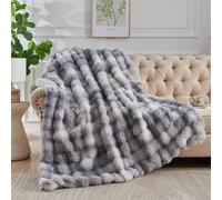 FASCINATDECO Soft Warm Rabbit Plush Fleece Throw Blanket Thick 1000 GSM Throws for Sofas Large Fluffy Blanket Warm Bed Throw for Couch Bed Travel Kids Decor, Tie Dye Grey, 230x250cm