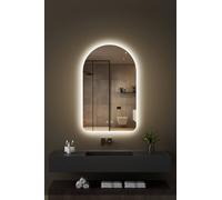 Fascinate Arched LED Bathroom Mirror - Tempered Glass, Anti-Fog Backlit, 80x50cm Dimmable in Silver | Size: 50 cm x 80 cm Fascinate Silver 50 cm x 80 cm