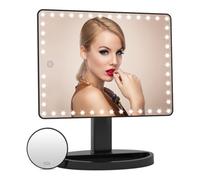 Fascinate Black Rechargeable Rotating Led Vanity Mirror With 10X Magnification