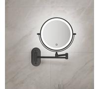 Fascinate Double-Sided LED Makeup Mirror, 3 Colors, 1x&7x, 360° Spin Black Fascinate Black