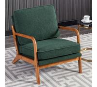 Fascinate Gomyway Emerald Boucle Mid-Century Modern Accent Armchair With Solid Wood Frame
