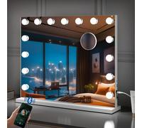 Fascinate Hollywood Vanity Makeup Mirror Bluetooth 15 Led Dimmable 3-Color Large 58X46Cm White