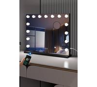 Fascinate Hollywood Vanity Makeup Mirror Bluetooth Speakers Cool Black Large 58X48Cm Black One Size