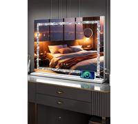 Fascinate Hollywood Vanity Makeup Mirror Crushed Diamond Strip LED Dimmable Xtra Large 80x60cm in White | Size: 80x60 cm Fascinate White 80x60 cm