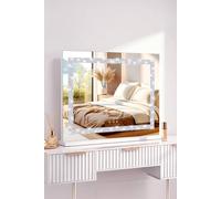 Fascinate Hollywood Vanity Makeup Mirror Crushed Diamonds Dimmable LED Large 58x48cm in White