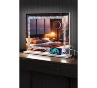 Fascinate Hollywood Vanity Makeup Mirror Crushed Diamonds Dimmable LED Large 58x48cm in White | Size: 58x48 cm Fascinate White 58x48 cm