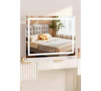 Fascinate Hollywood Vanity Makeup Mirror Modern Led Strip Bluetooth Speakers 80X60Cm Gift In White White